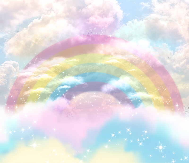 FOTOBEHANG regenboog in de wolken 292x255cm